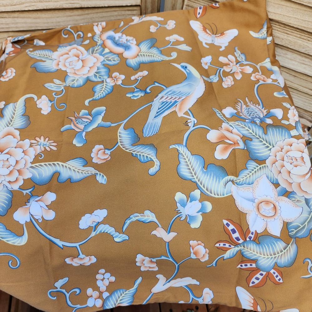 TWO Cuddledown Twin Gold Floral Bird 100% Cotton Duvet Covers & 3 Pillowcases
